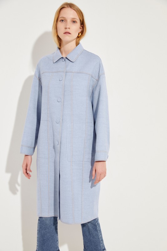 Cashmere-Mantel Blau