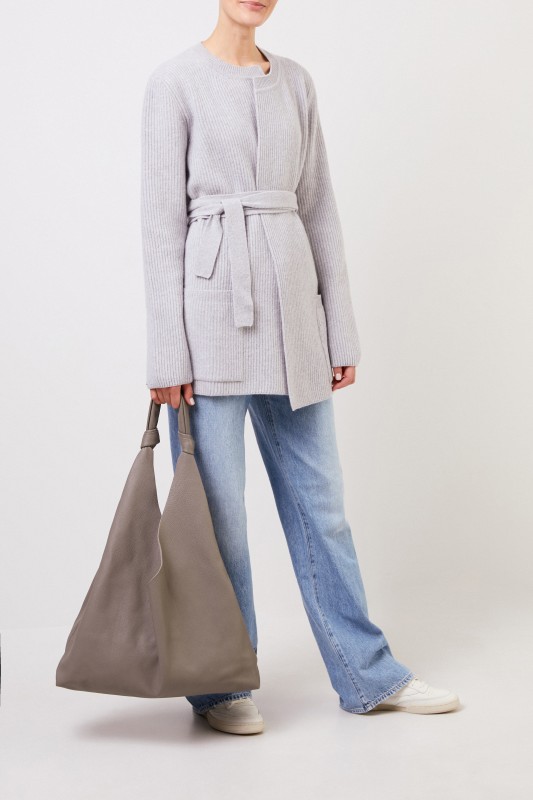 Brock Collection Woll-Cashmere-Cardigan mit Gürtel Grau
