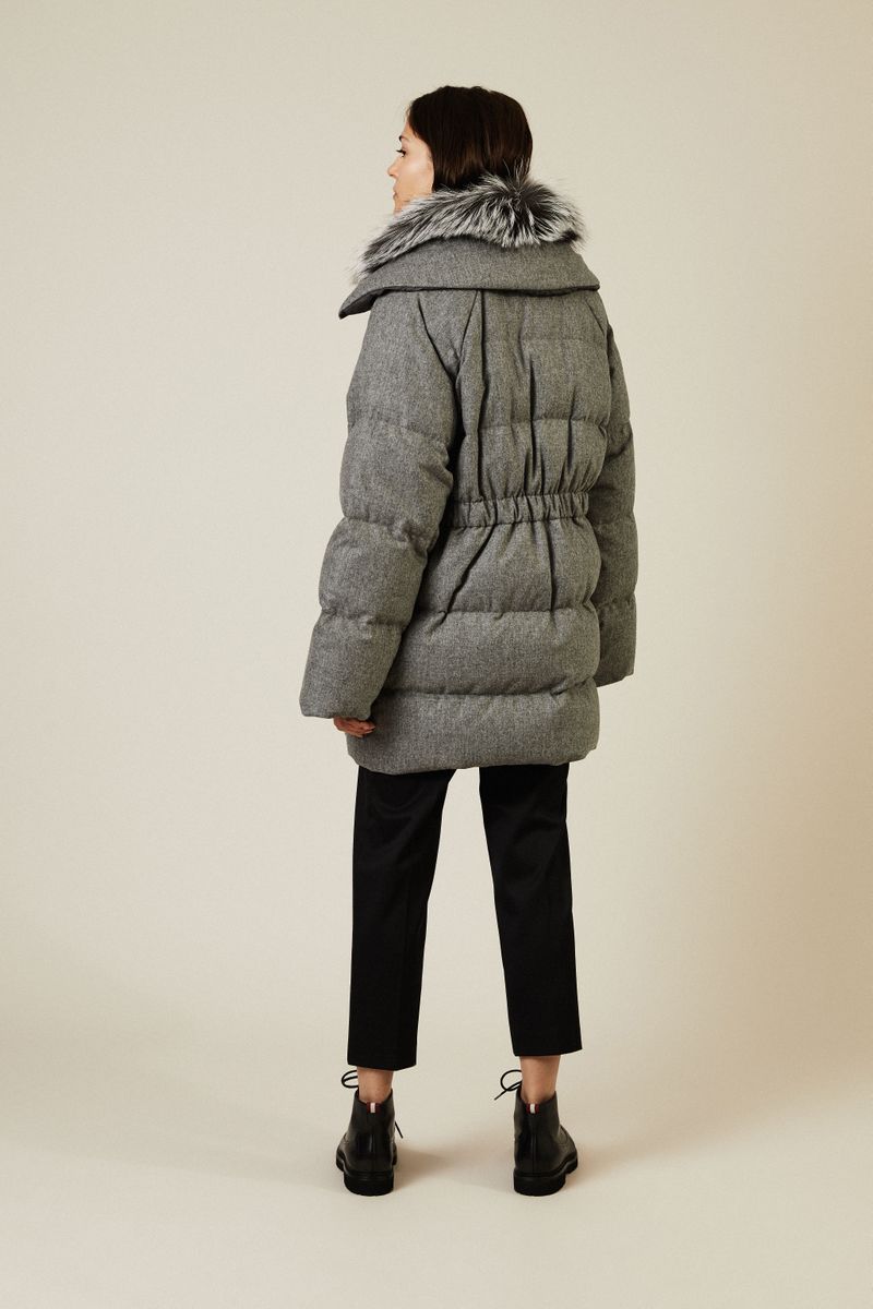 Wendbarer Woll-Cashmere-Parka mit Pelz Grau