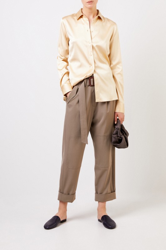 Bottega Veneta Klassische Seiden-Bluse Champagner