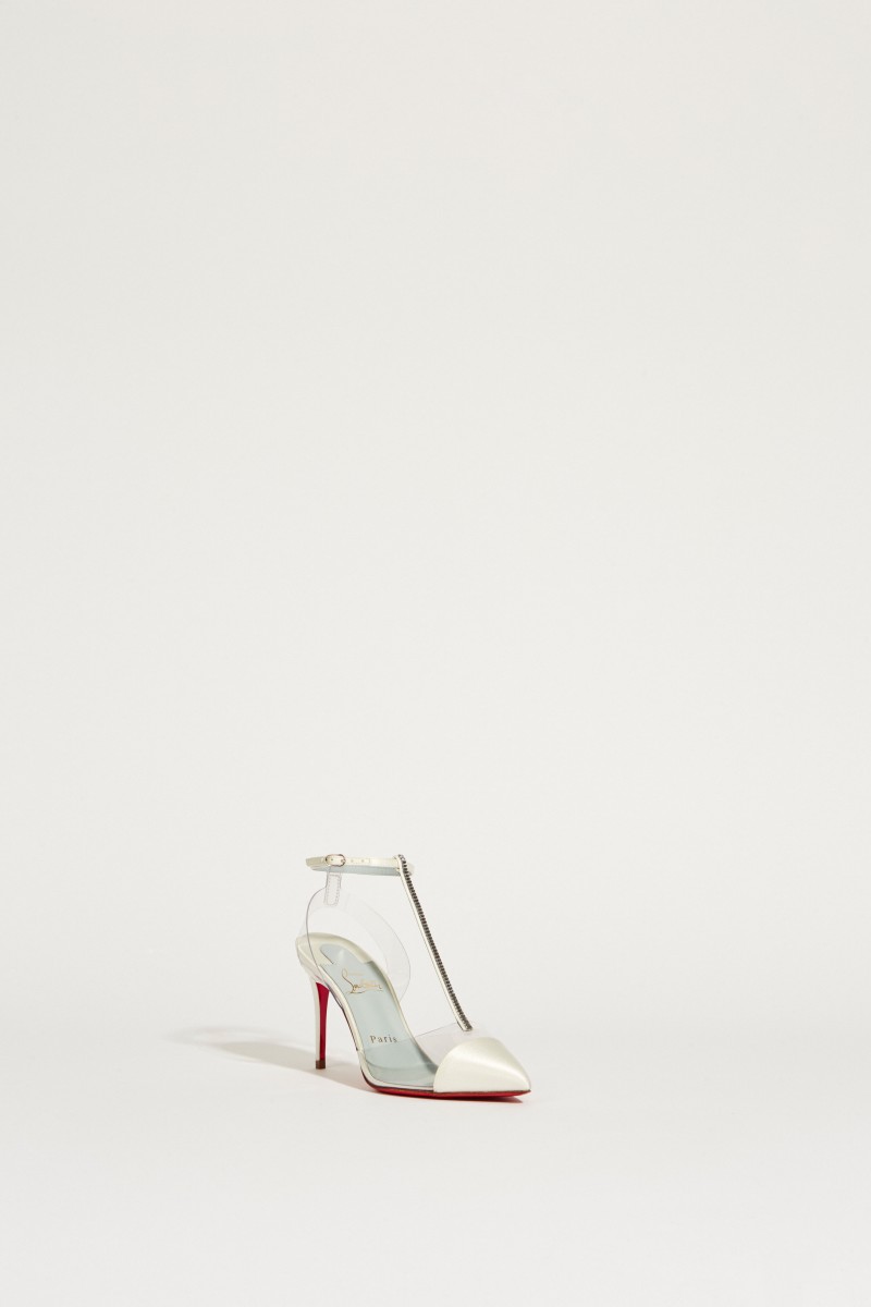 Satin-Pump ' Nosy Strass' Weiß