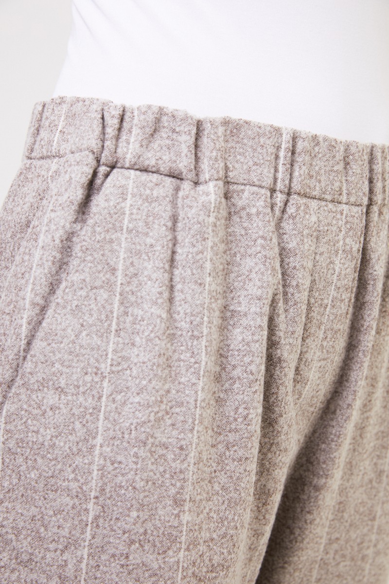 Fabiana Filippi Alpaka-Baumwoll-Hose mit Gummibund Grau/Weiß