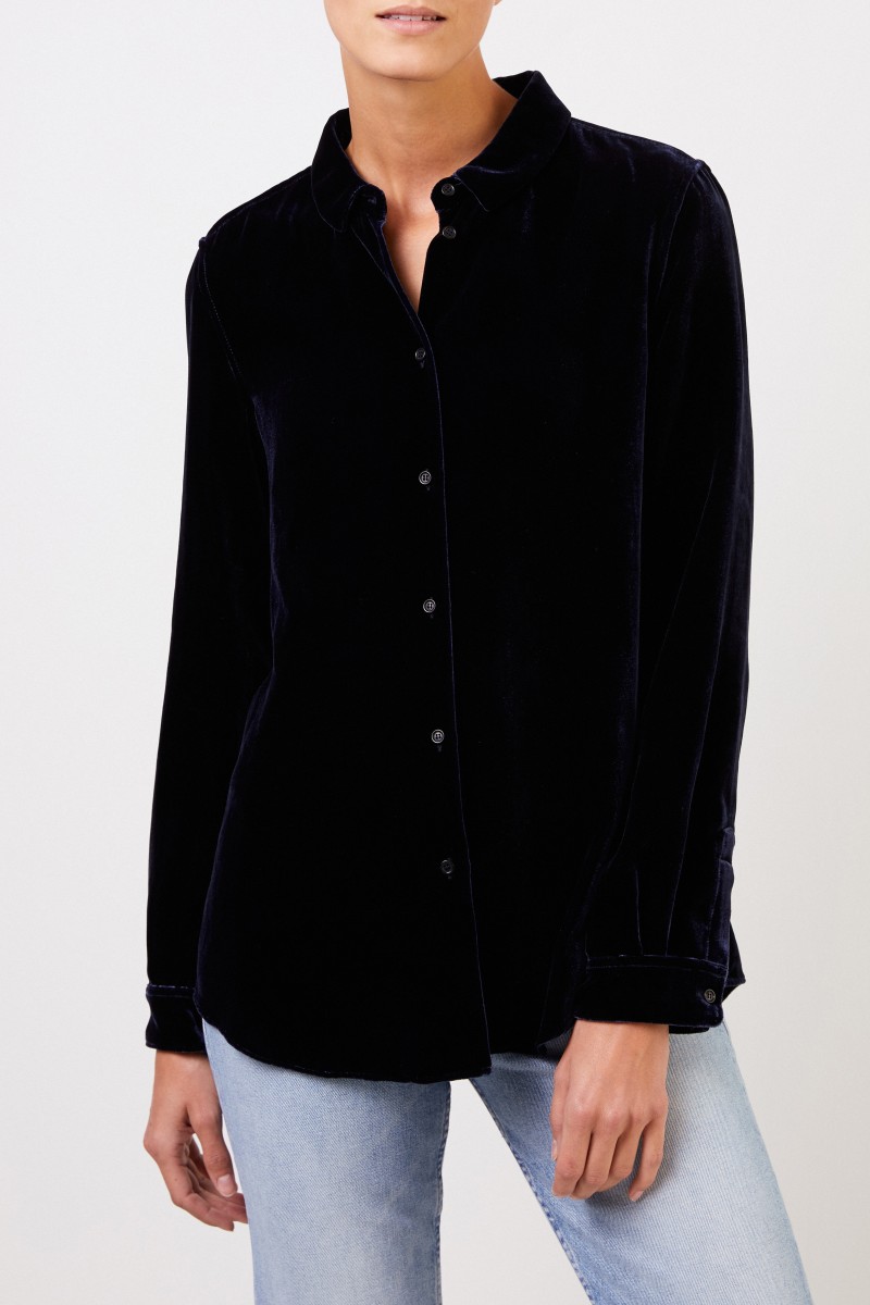 Aspesi Samt-Bluse Marineblau