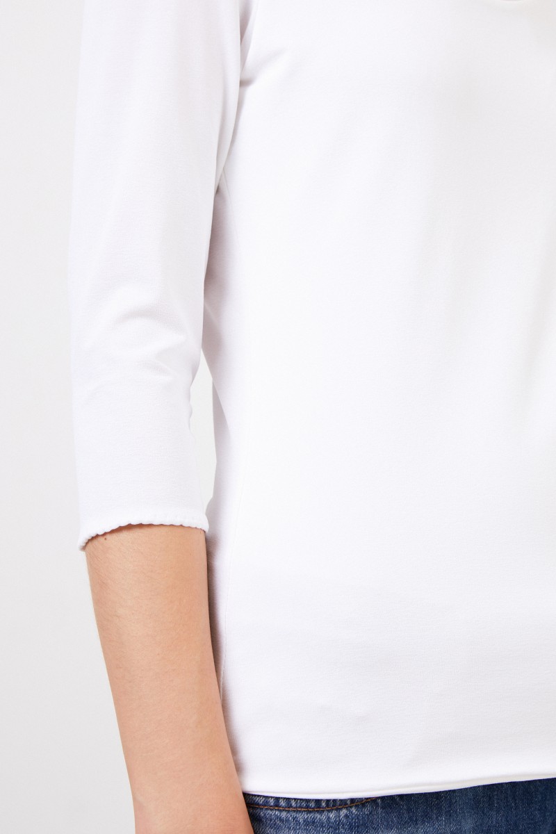 Longsleeve mit U-Boot Ausschnitt Weiß