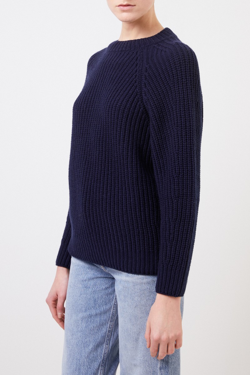 Iris von Arnim Rippstrick Cashmere-Pullover 'Francisca' Blau