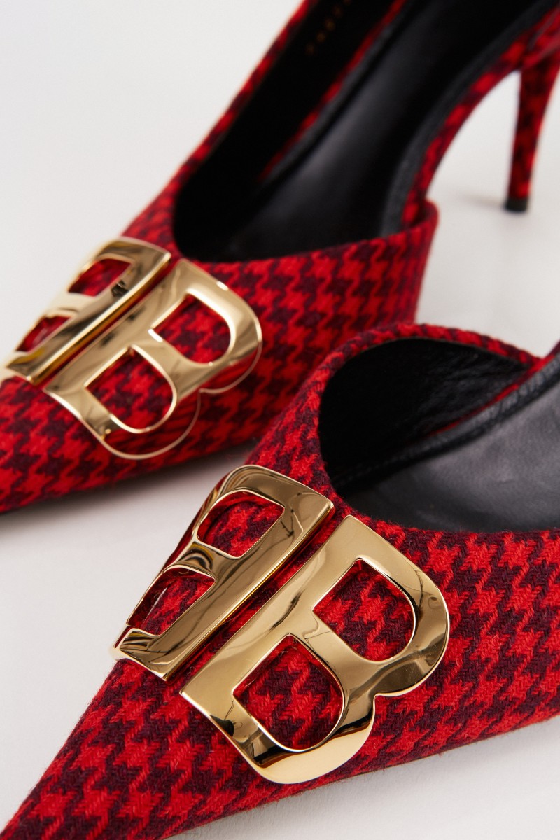 Balenciaga Spitzer Pump mit Logo Rot/Schwarz