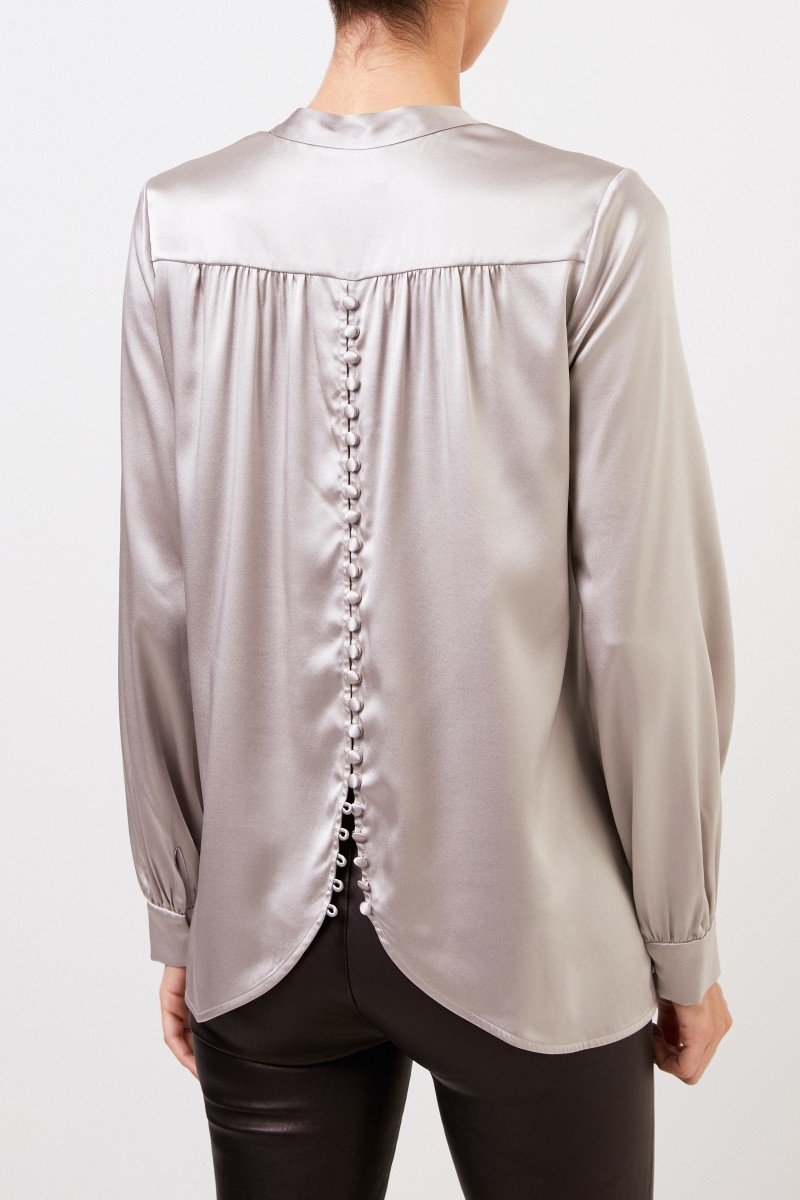 Seidenbluse mit Detail Grau