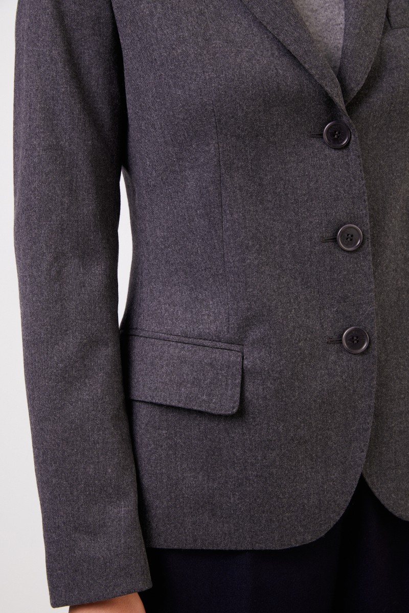 Klassischer-Woll Blazer Grau