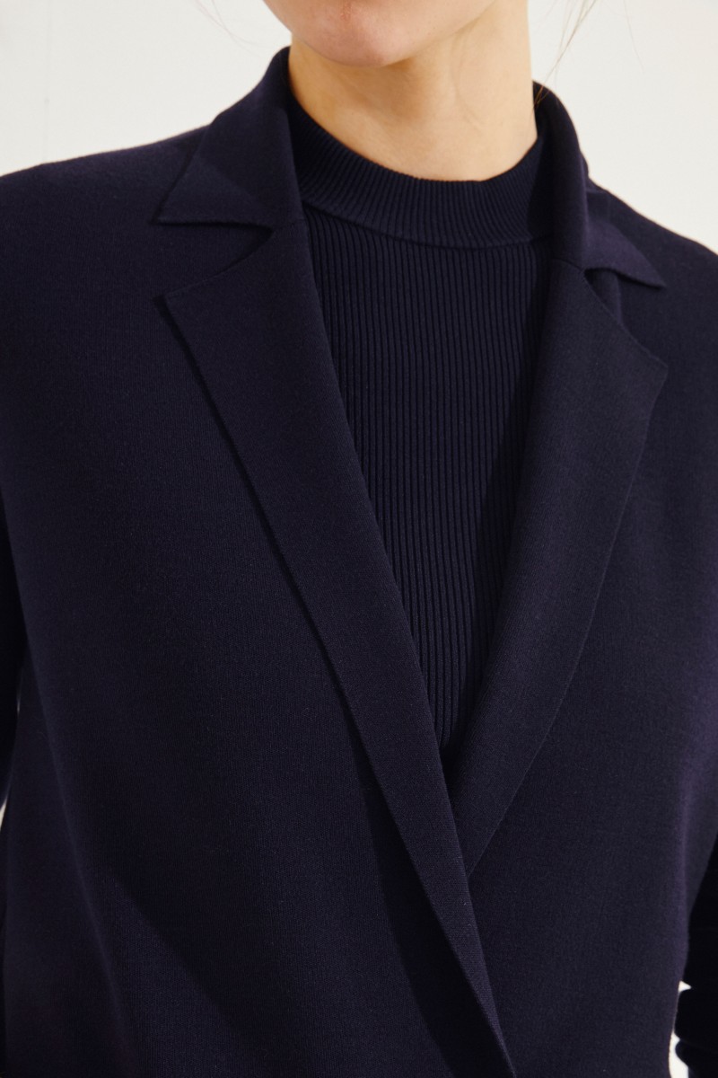 Langer Woll-Blazer Blau
