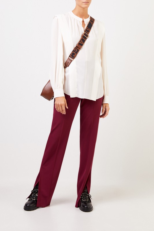 Stella McCartney Seidenbluse mit Schlitz Weiß