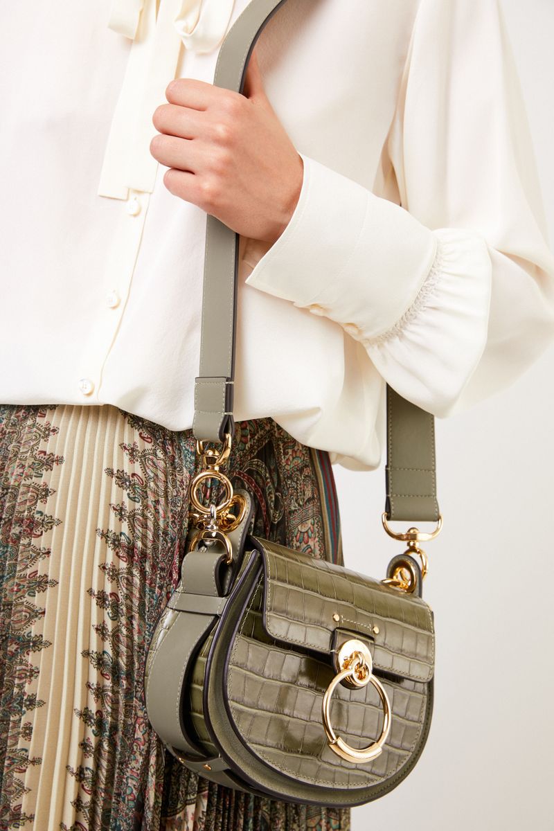 Chloé Shoulder Bag 'Tess Croco Small' Misty Forest