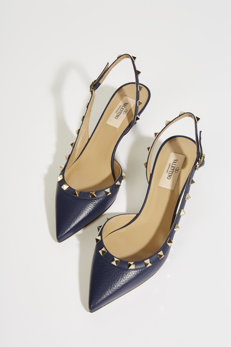 Slingback mit Nietendetails Blau