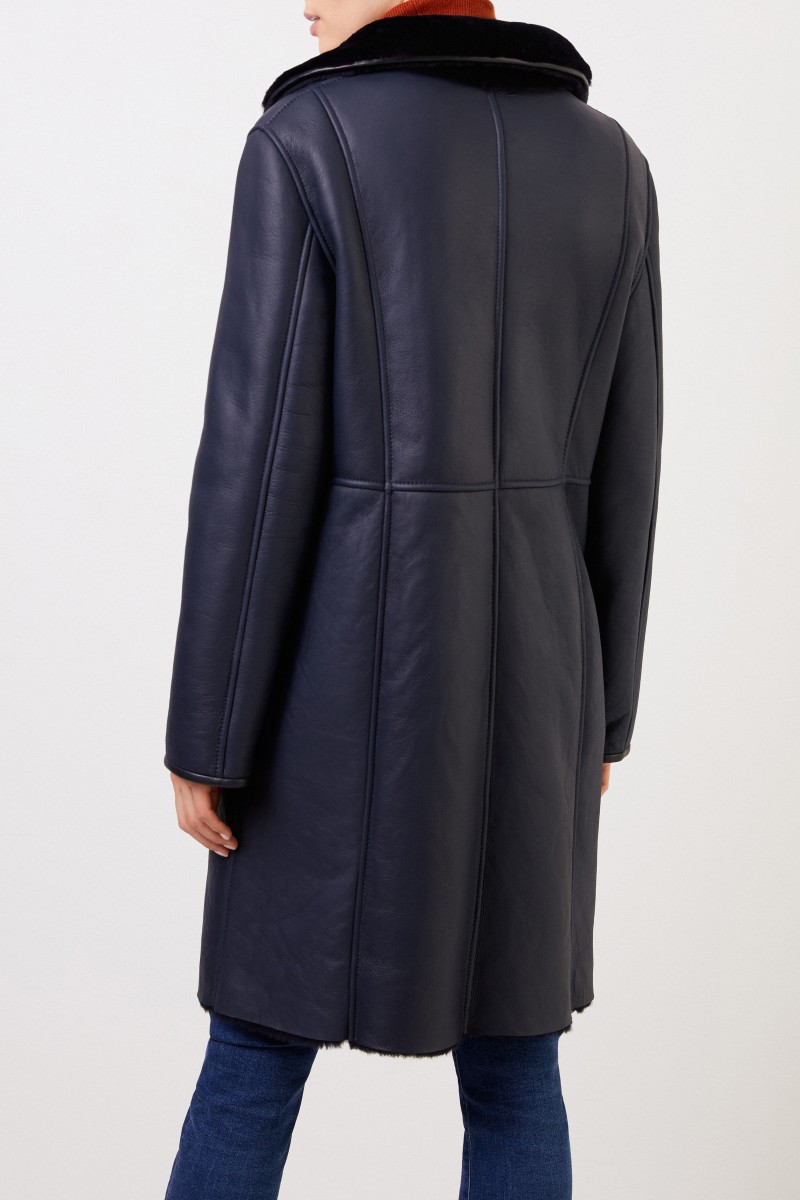 UNGER Wende-Lammfellmantel Navy