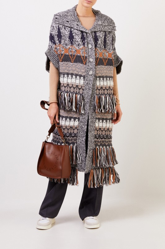 Stella McCartney Langer gemusterter Woll-Mantel Multi