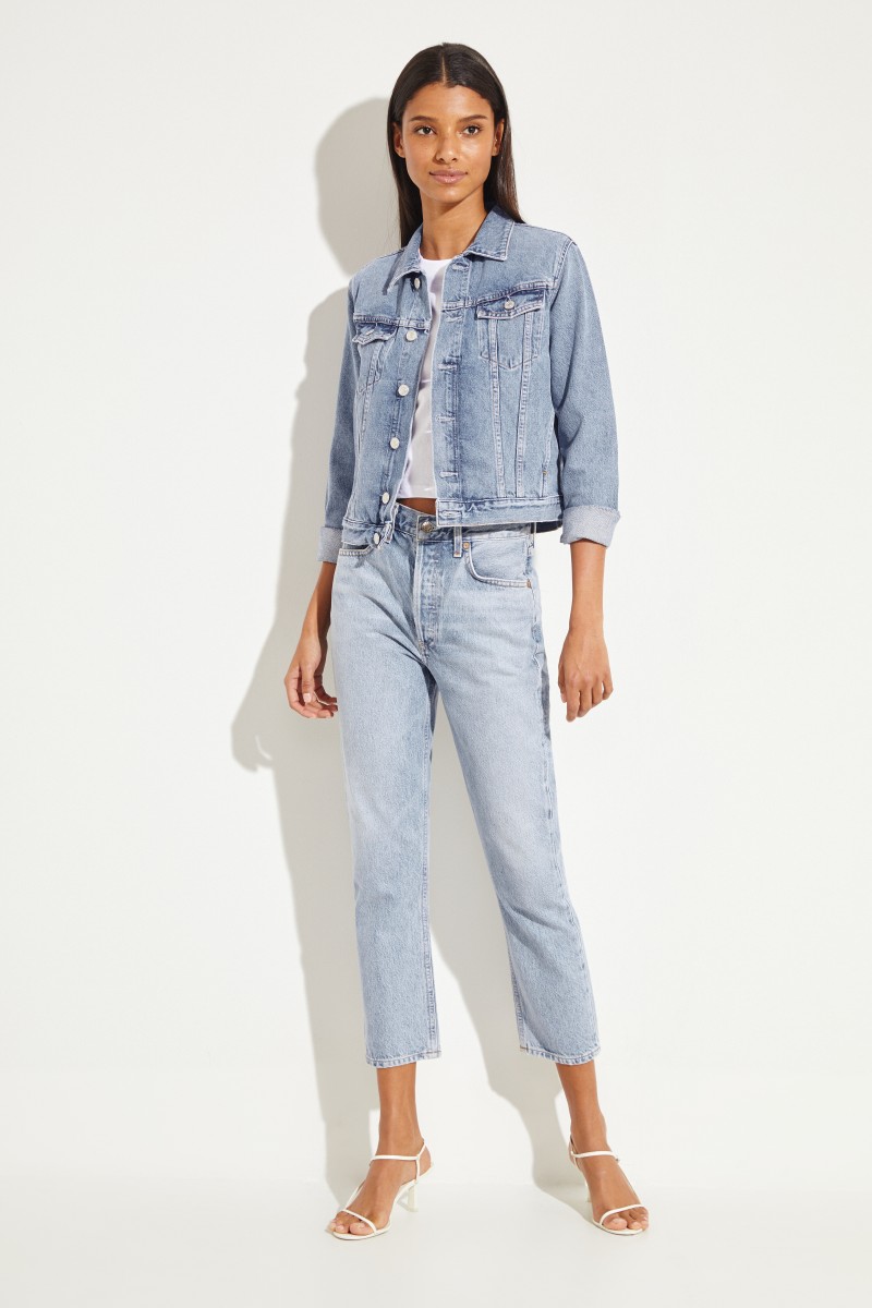 Baumwoll-Top 'Cropped Muscle T' Weiß