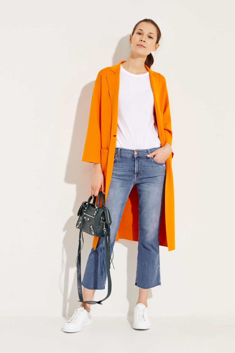 Langer Strick-Mantel Orange