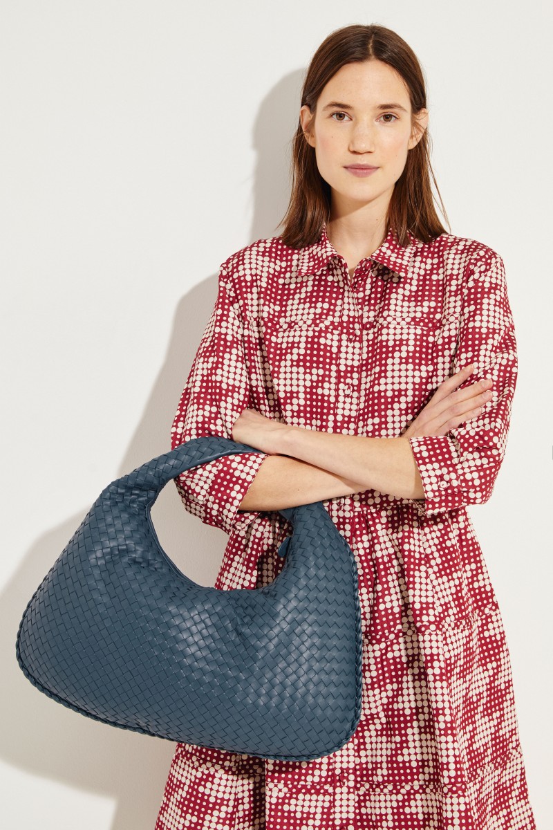 Geflochtener Shopper 'Veneta Hobo Big' Blau