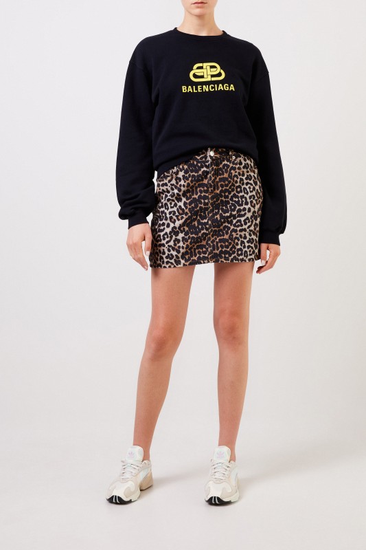 Ganni Kurzer Rock mit Leoprint Multi