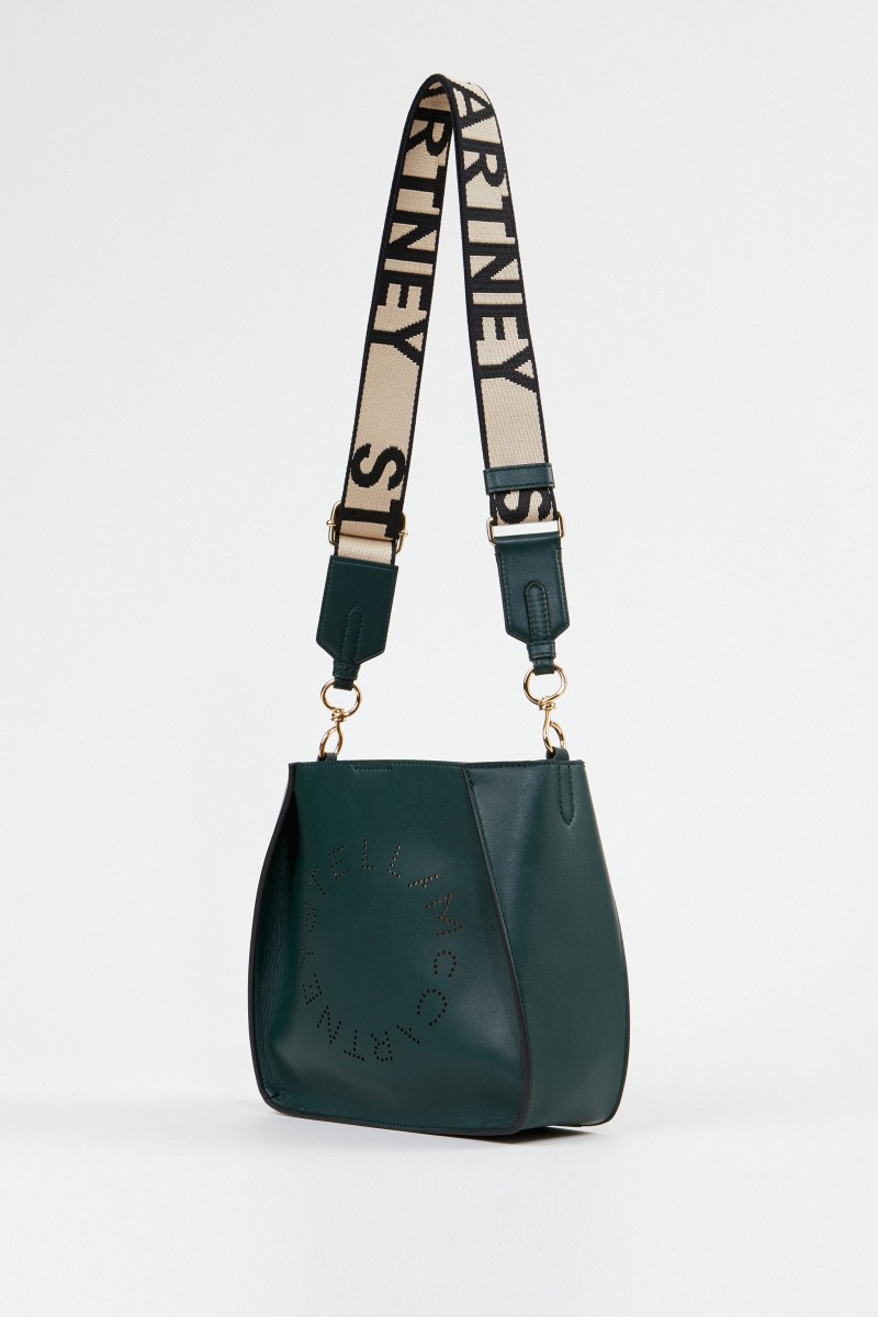 Stella McCartney Mini-Schultertasche mit Logo-Riemen Dunkelgrün