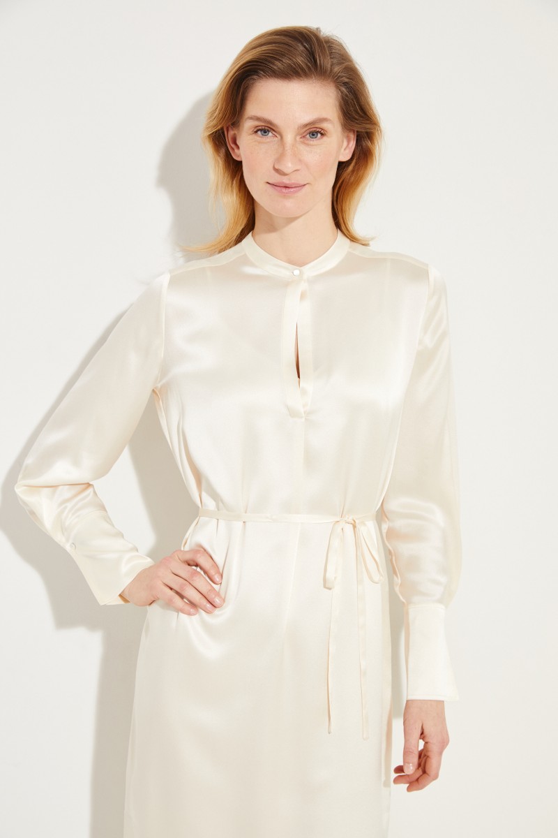 Zweiteiliges Seidenkleid Crème