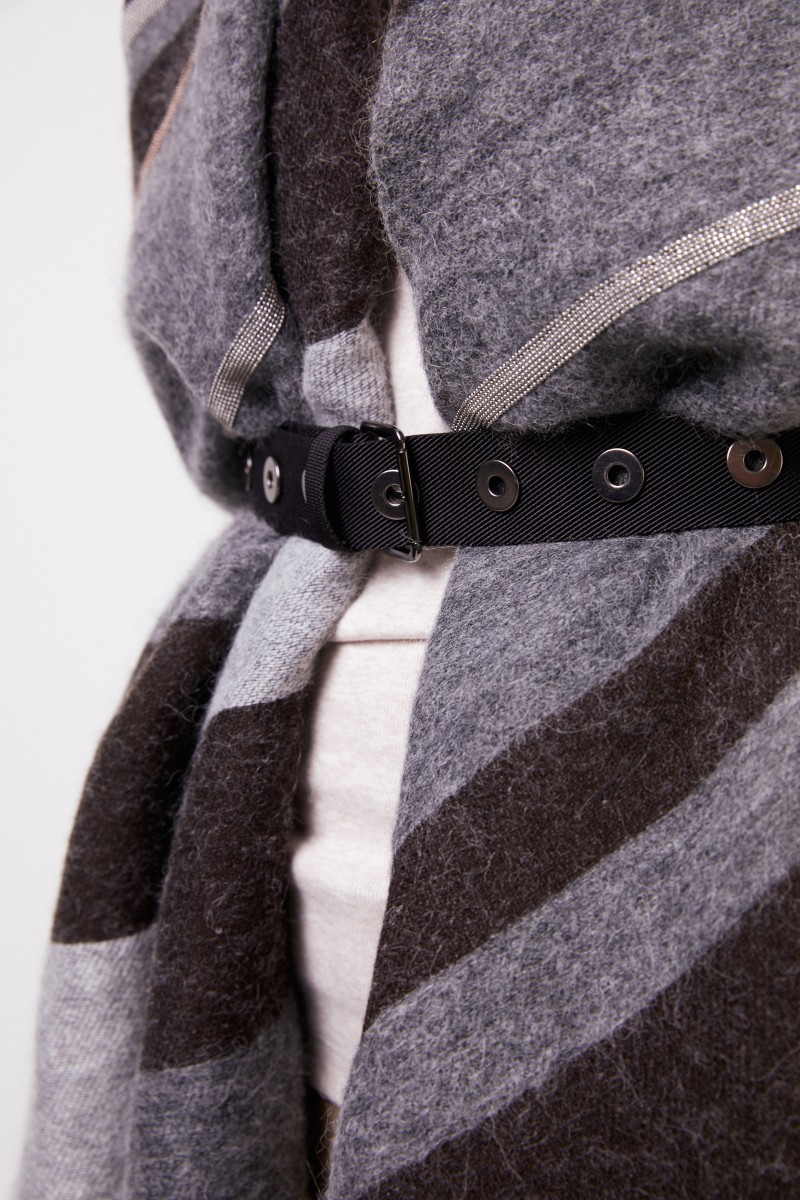 Cashmere-Schal mit Gürtel Grau/Beige