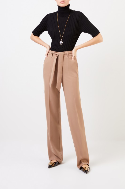Cambio Fließende Hose 'Malice' mit Gürteldetail Camel