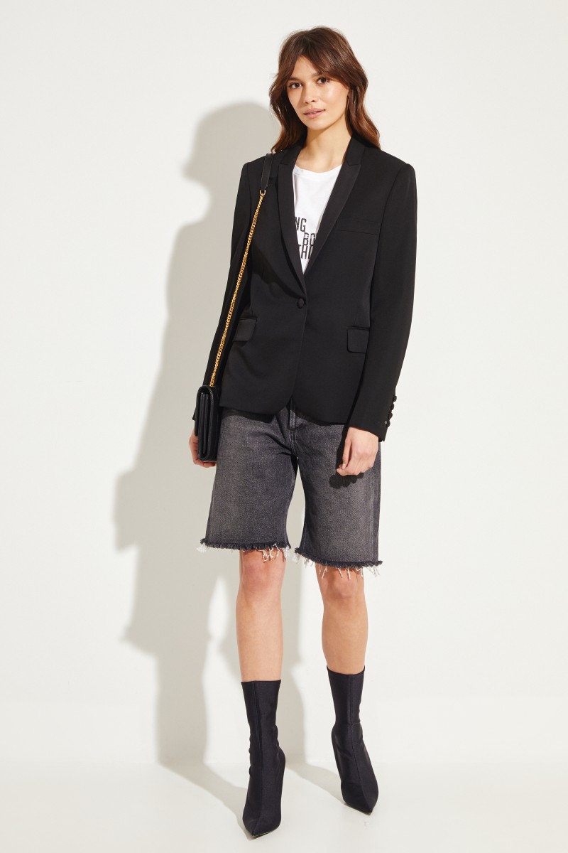 Taillierter Woll-Blazer Schwarz