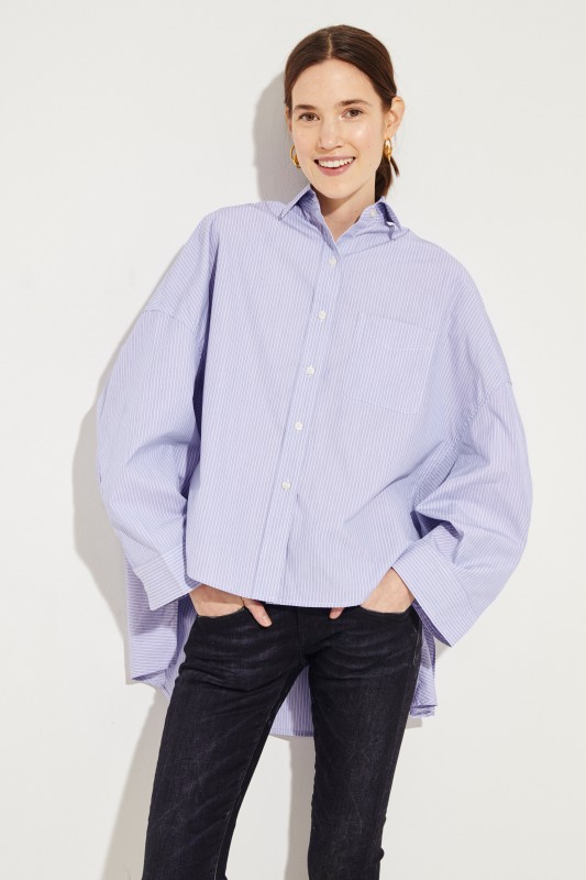 Gestreifte Oversize-Bluse Blau/Weiß