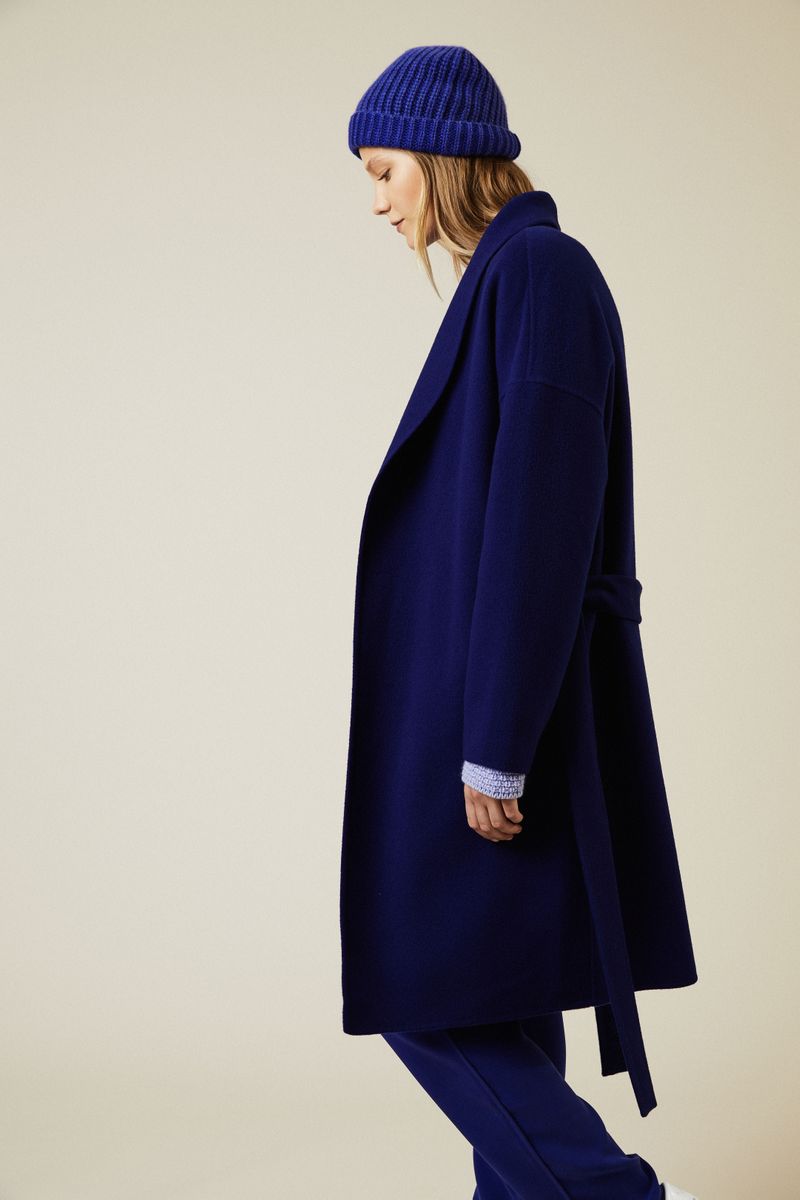 Cashmere-Mantel 'Bateau' Royalblau