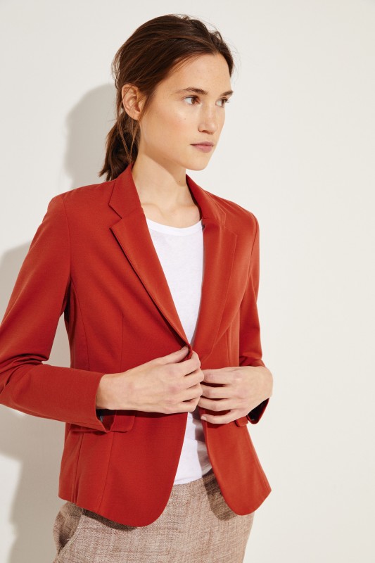 Blazer mit Perlenapplikation am Kragen Rostrot