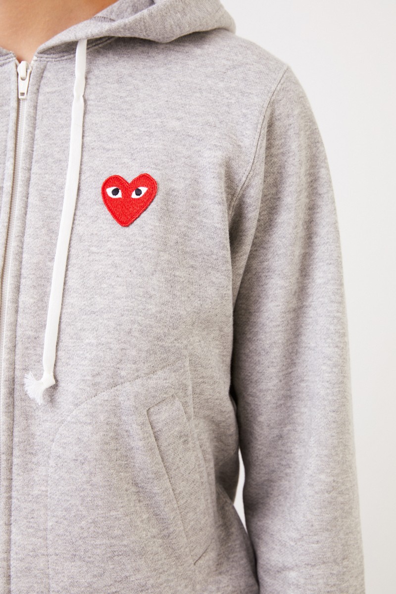 Comme des Garcons Play Sweatshirtjacke mit Herz-Emblem Grau