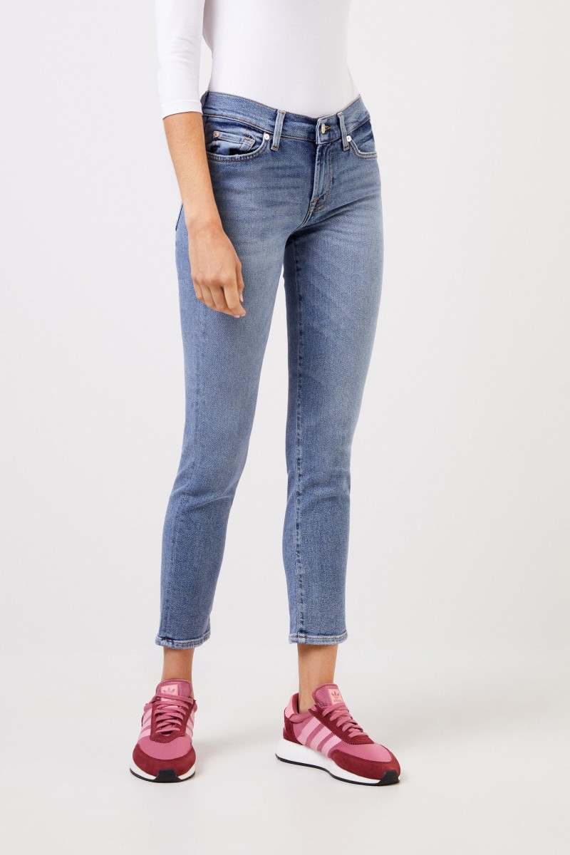 7 for all mankind Midrise-Jeans 'Roxaenne Crop' Hellblau