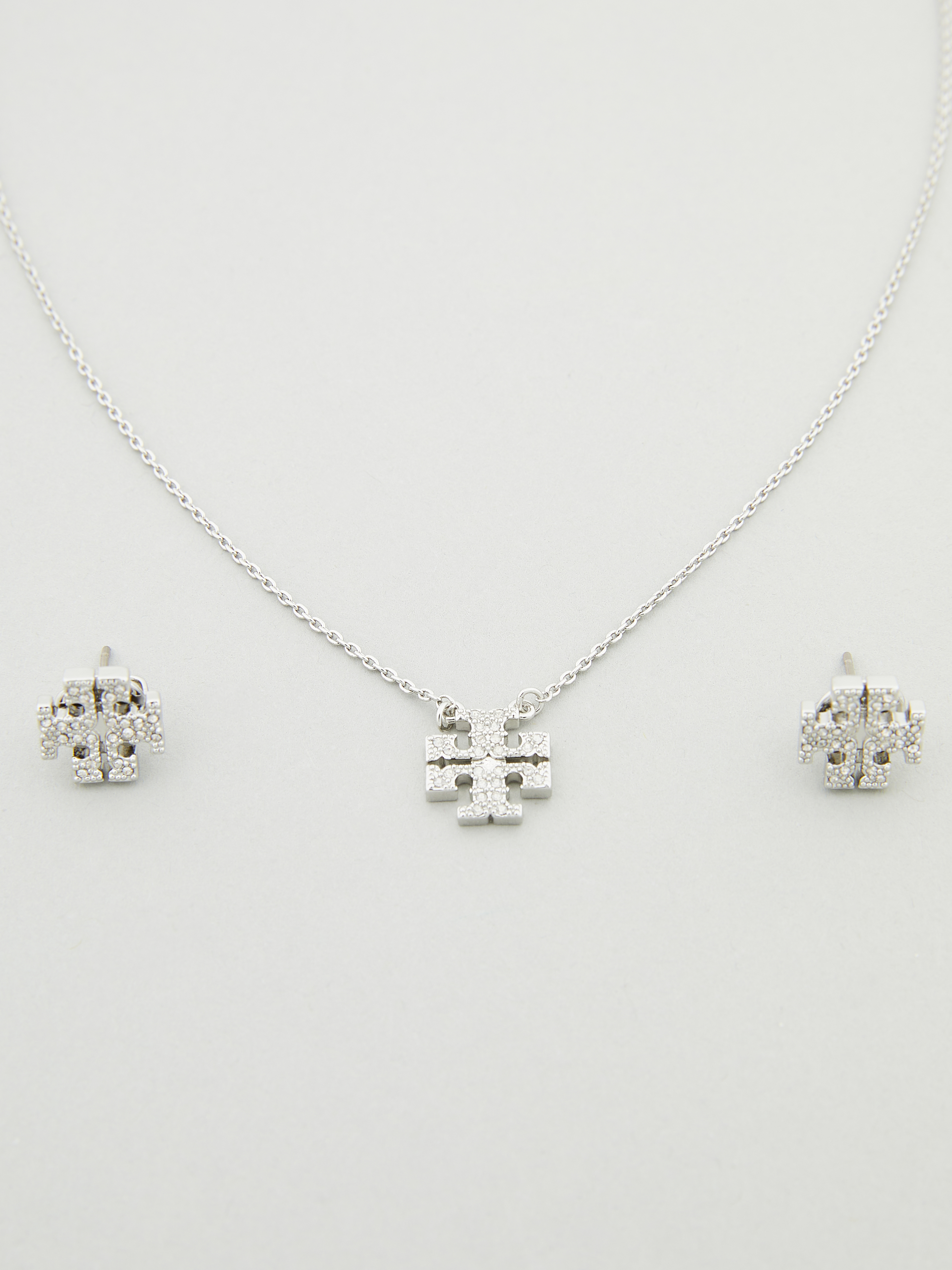 Tory Burch Set of stud earrings and necklace 'Kira' silver | Earrings