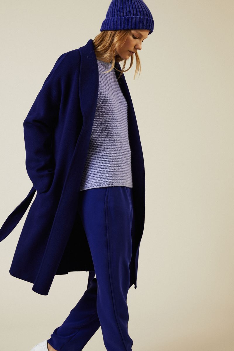 Cashmere-Mantel 'Bateau' Royalblau