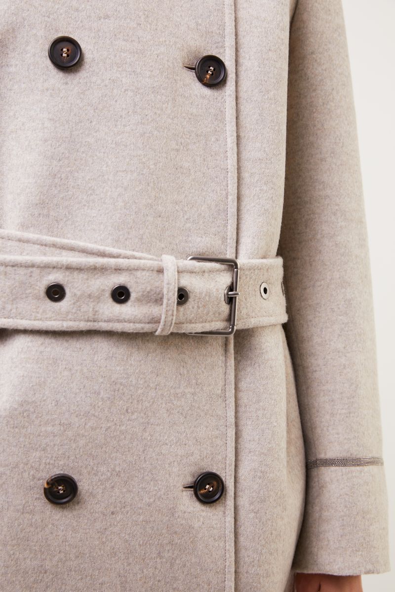 Brunello Cucinelli Woll-Cashmere-Mantel mit Gürtel Beige