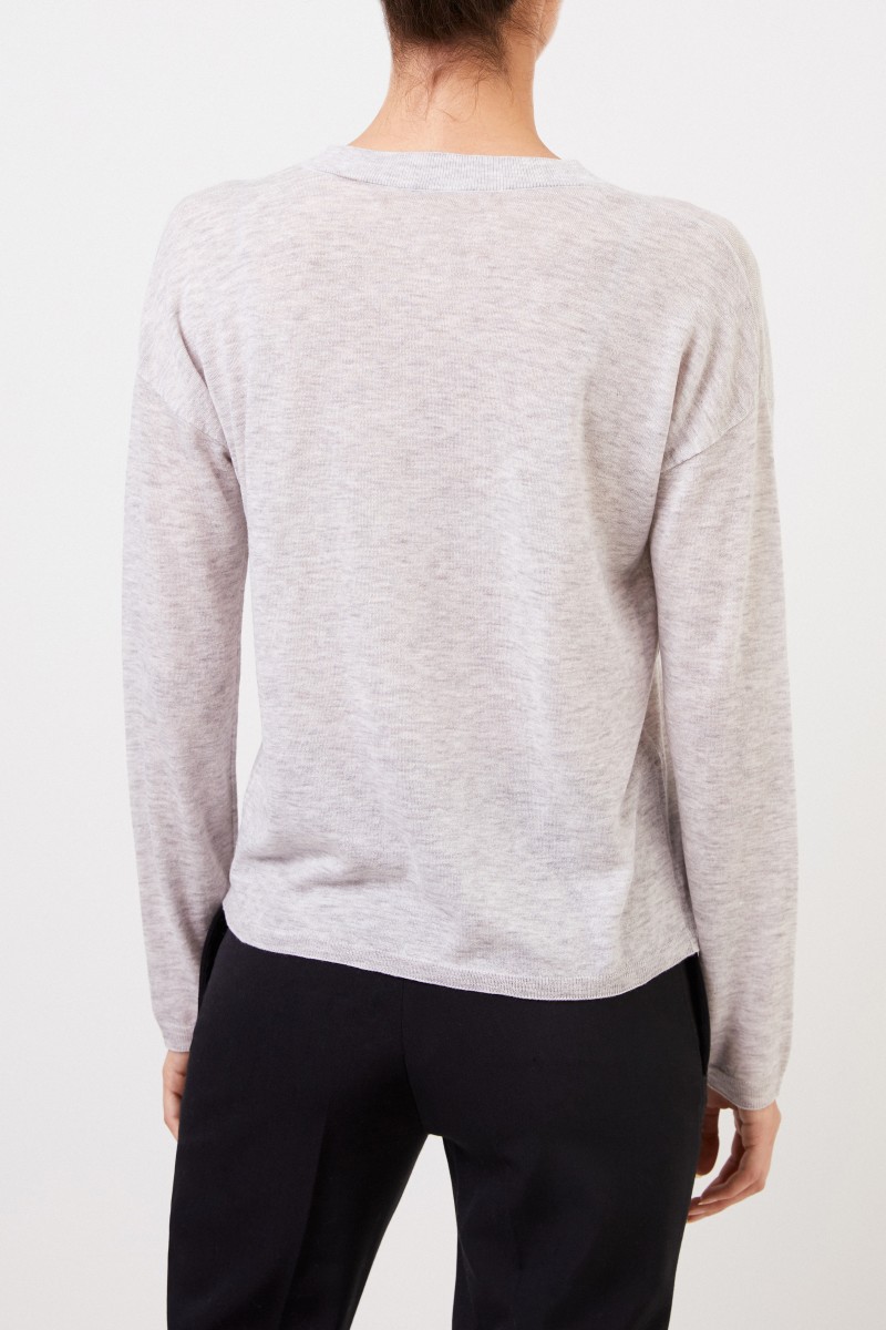 Vince Schlichtes Longsleeve Grau Meliert