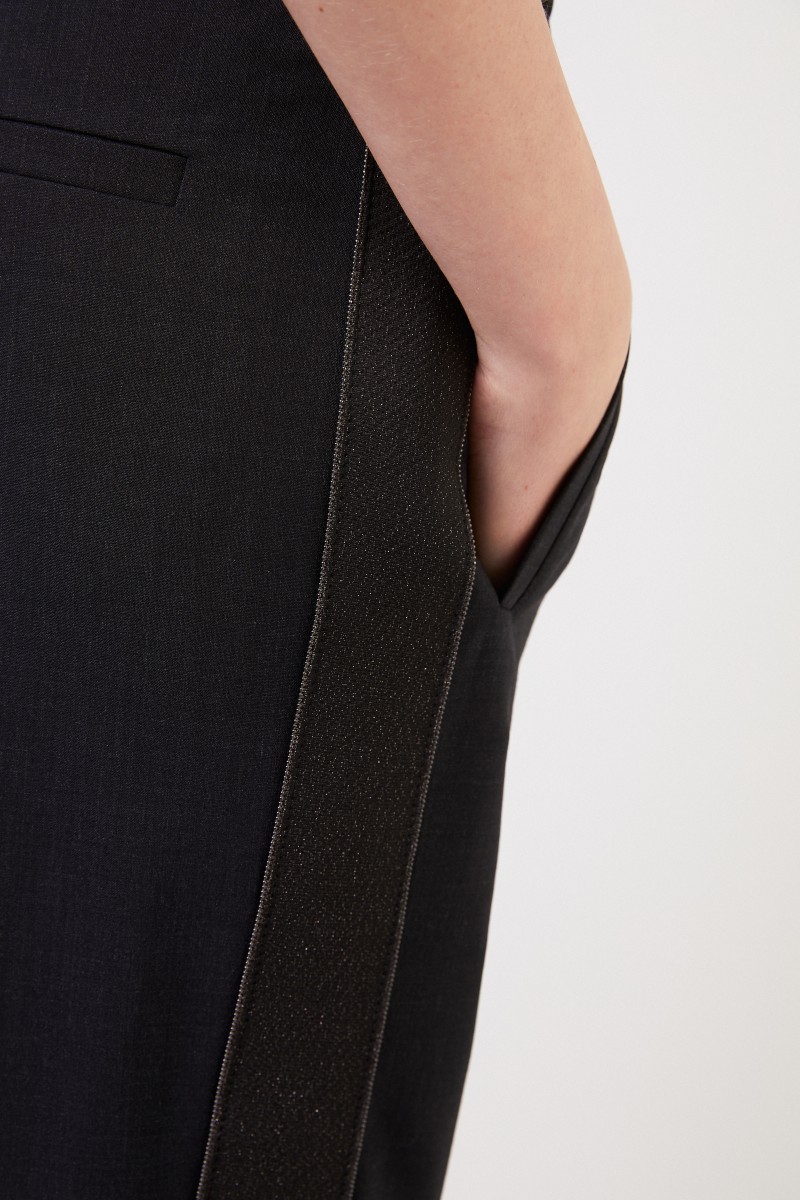 Brunello Cucinelli Woll-Hose mit Lurexdetails Anthrazit