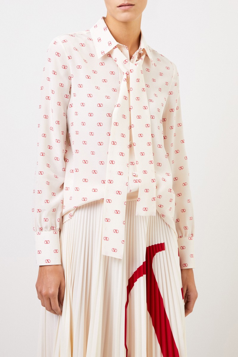 Valentino Seiden-Bluse mit Bindedetail Multi