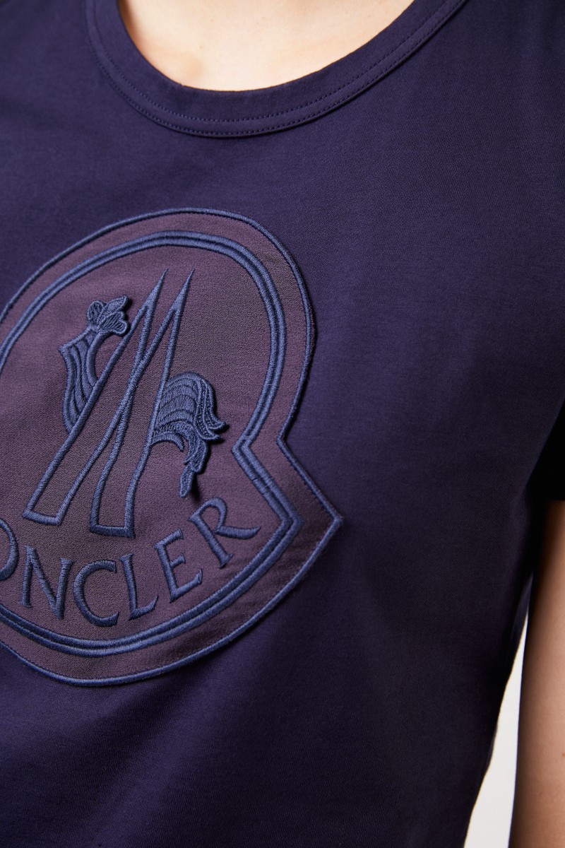 Moncler Baumwoll-Shirt mit Logo Marineblau