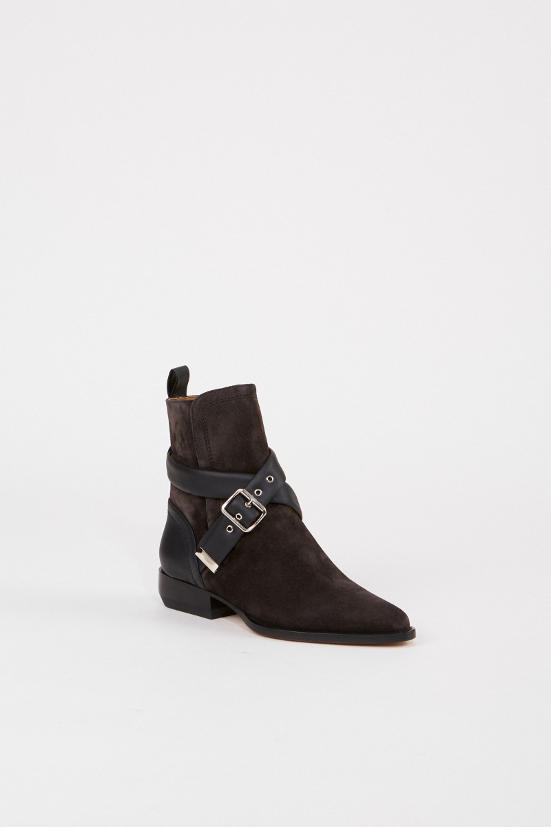 Chloé Veloursleder-Ankle-Boots 'Verbania' Anthrazit