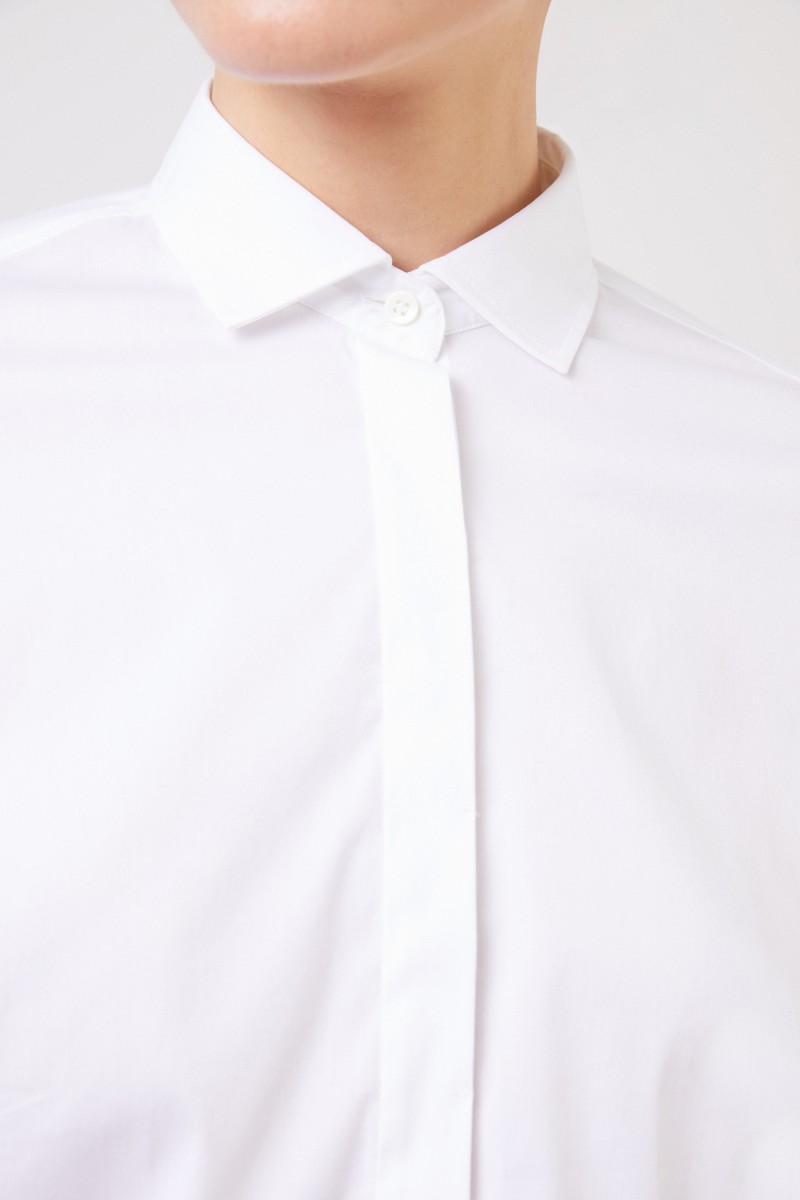Baumwoll-Bluse mit Ripsdetail Weiß