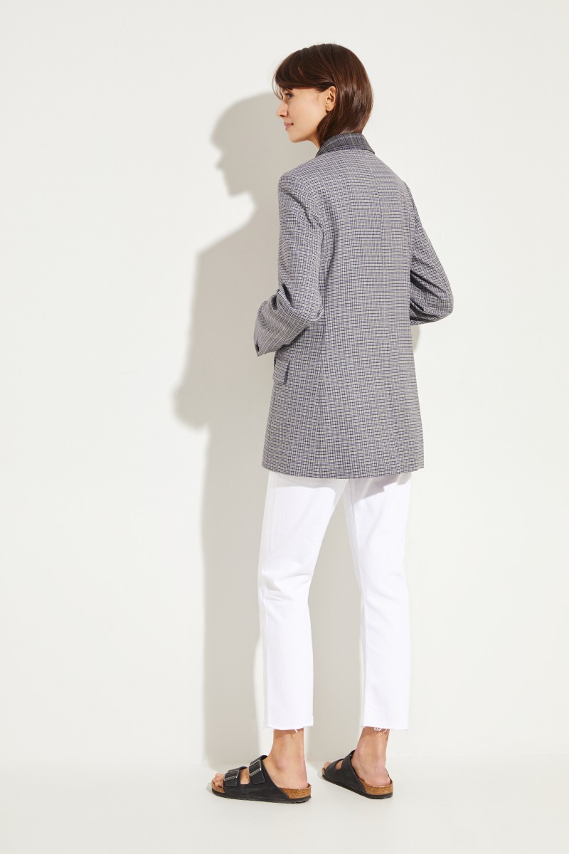 Woll-Blazer 'Ellie' mit Glencheck Grau/Blau