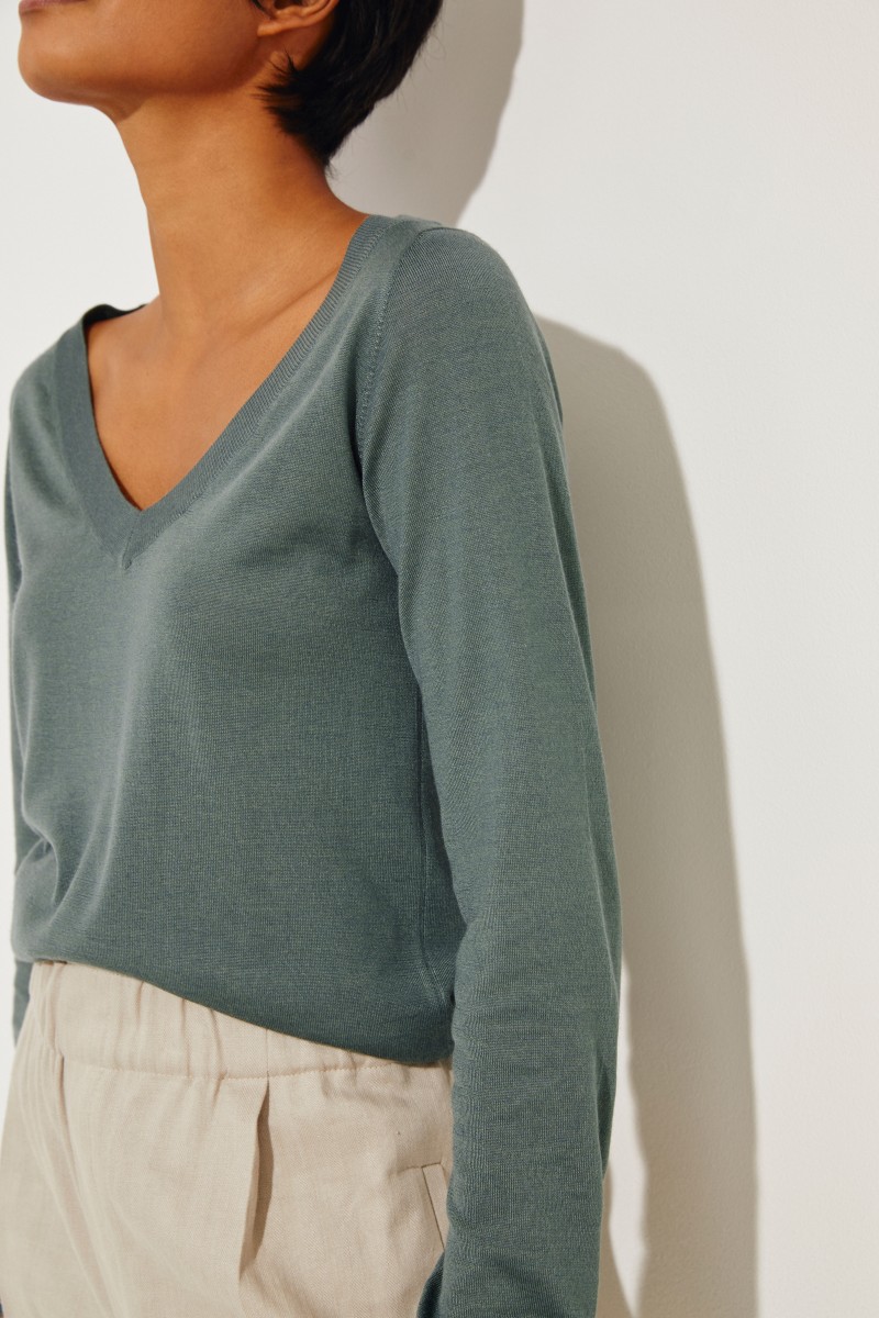 Cashmere-Seiden-Pullover Grün