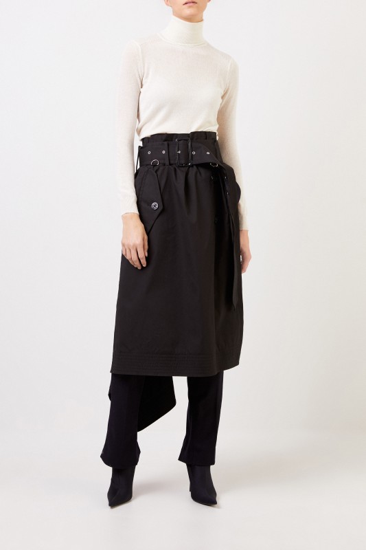 Woll-Hose mit Rockdetail Schwarz/Blau
