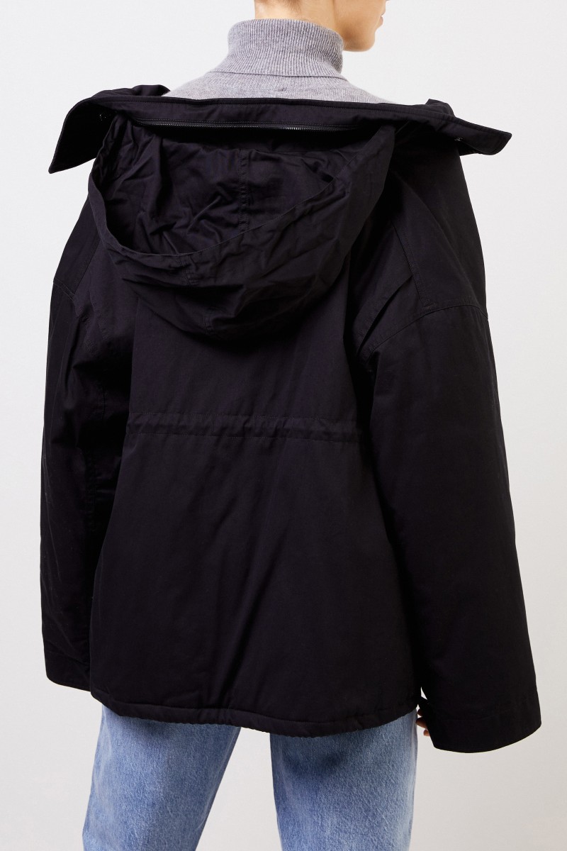 Balenciaga Swing-Jacke aus Baumwolltwill Schwarz