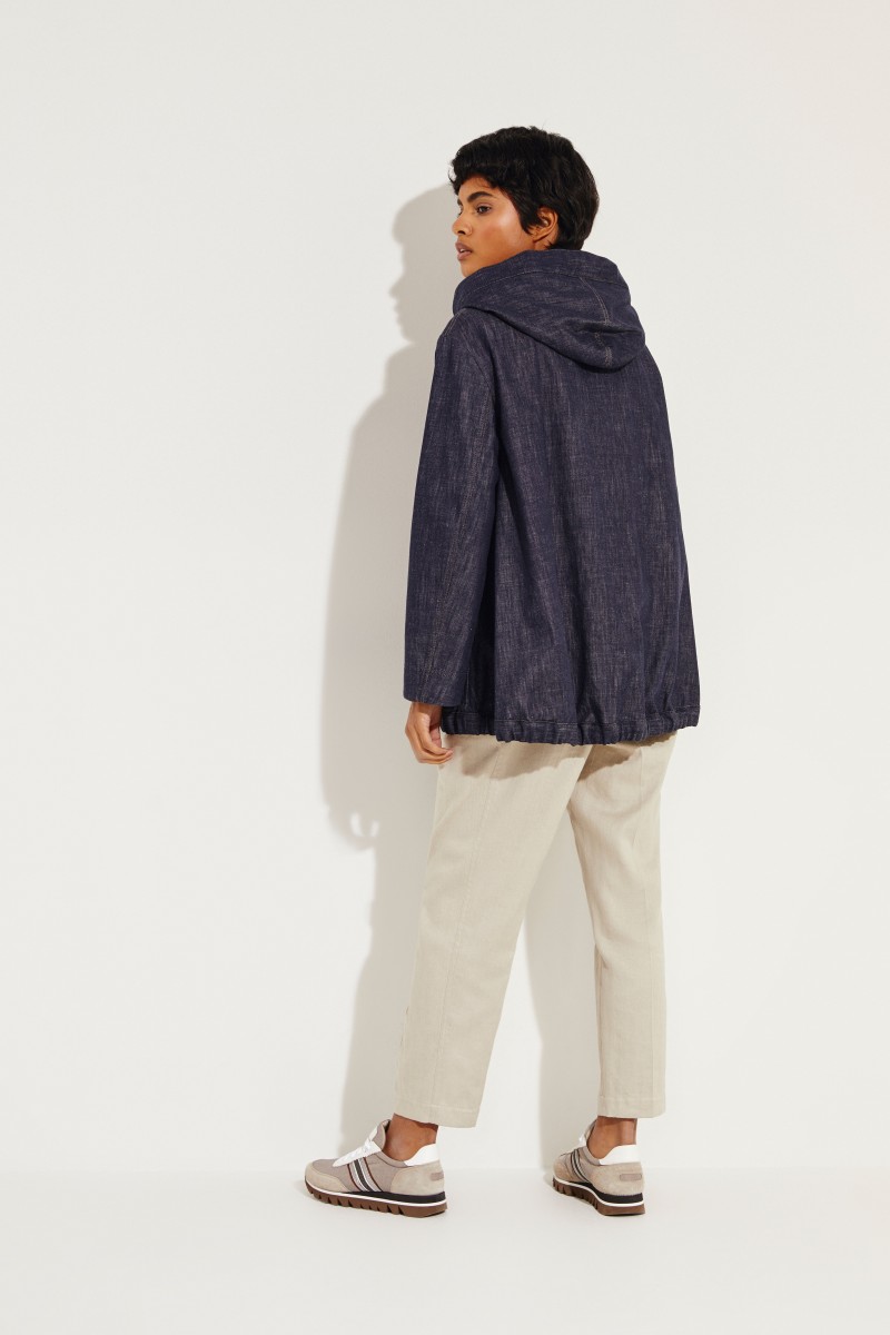 Baumwoll-Jeansjacke mit Perlenverzierung Blau