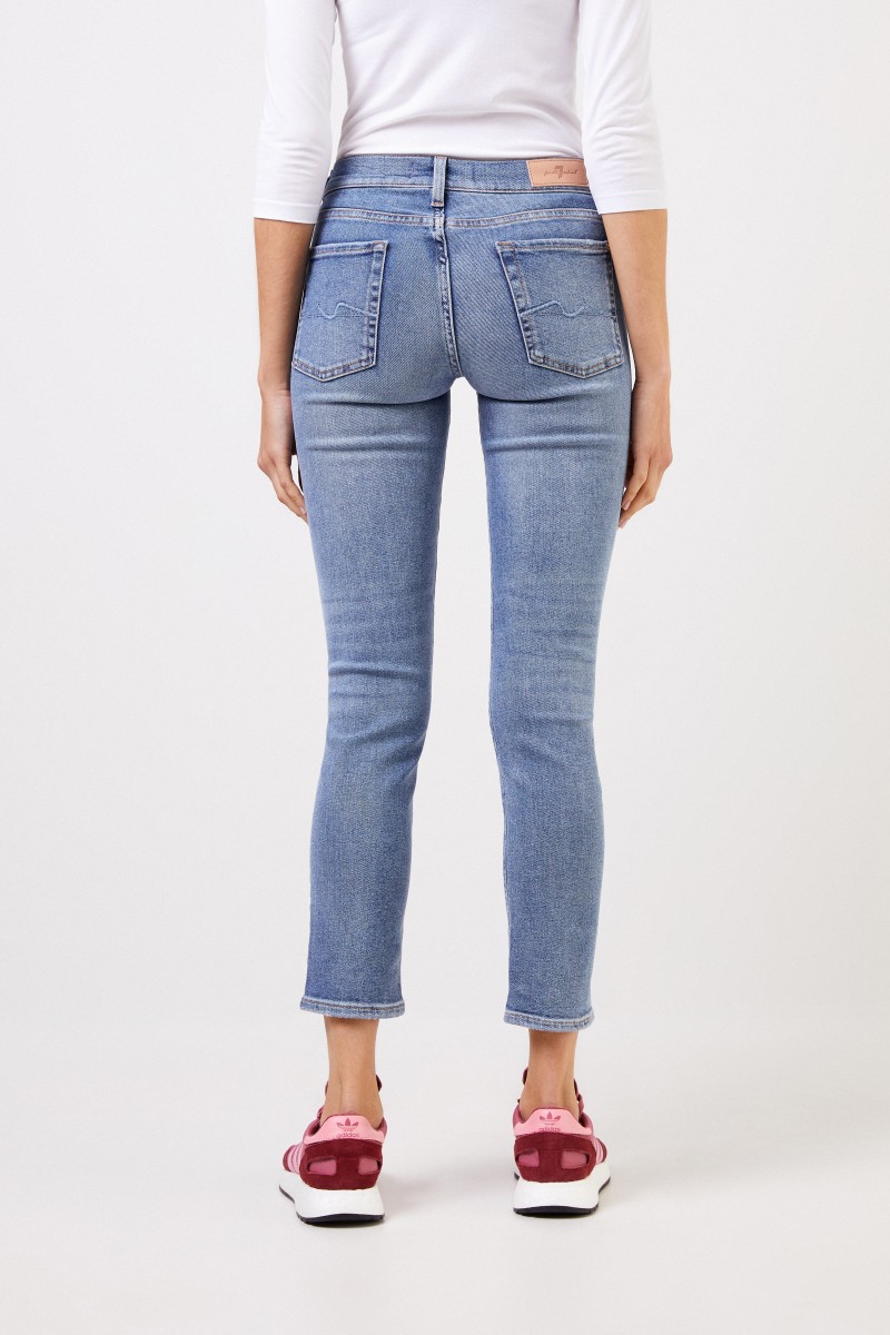 7 for all mankind Midrise-Jeans 'Roxaenne Crop' Hellblau
