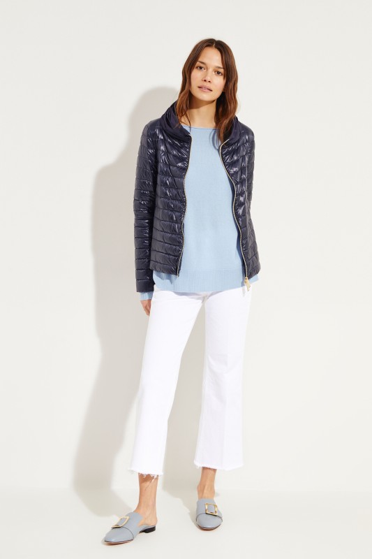 Cashmere-Pullover mit O-Neck Blau