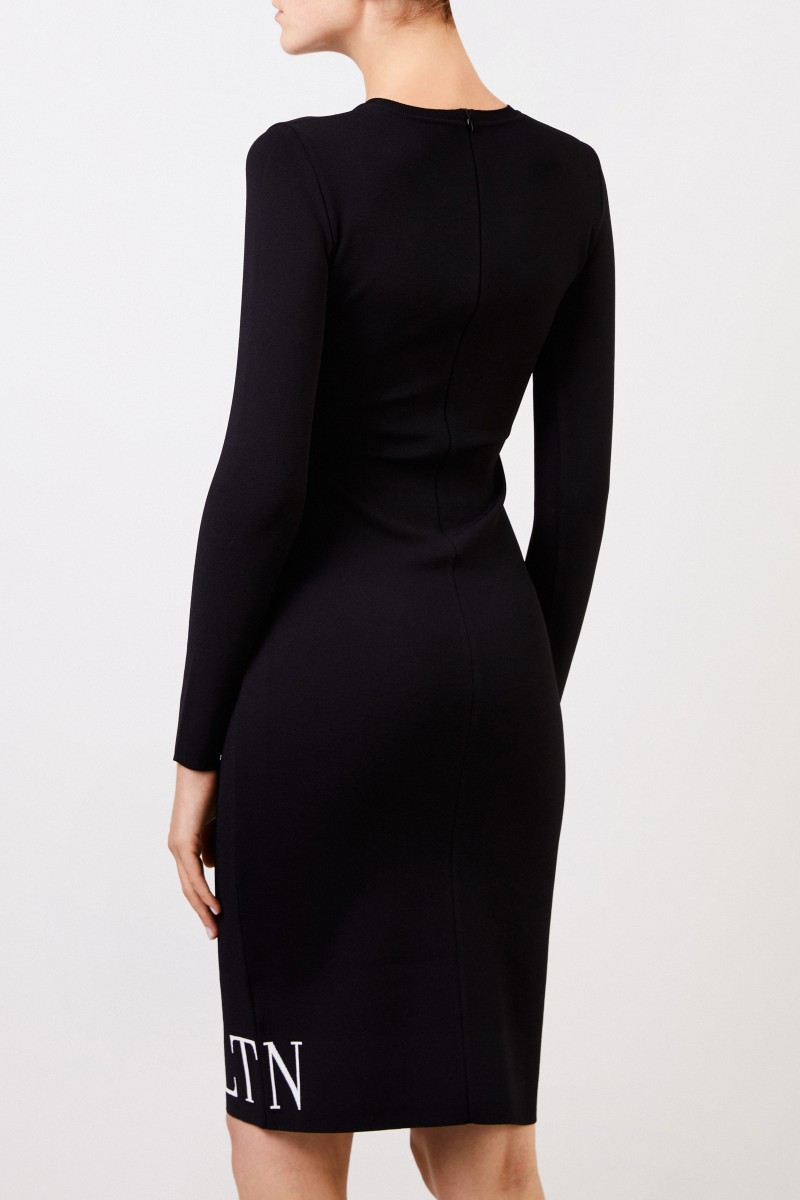Valentino Strickkleid mit Logo-Detail Schwarz