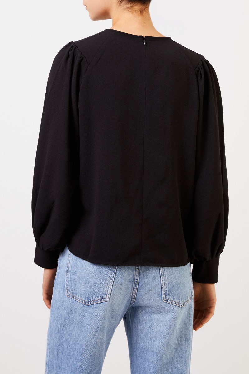 Ganni Bluse mit Ballonärmeln Schwarz